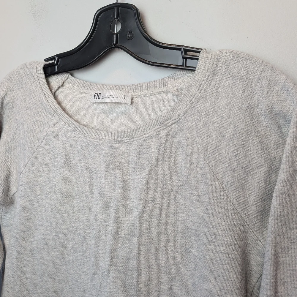 FIG Women Long Sleeve Waffle Texture Shirt Round Neck Size S Made In Canada - Picture 2 of 8